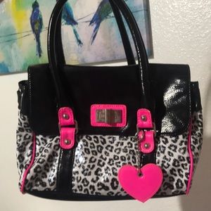 Claire’s White and Black Cheetah Print Purse